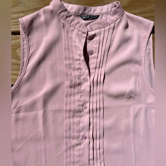 SHEIN mock neck button front sleeveless pink large blouse - Picture 13 of 16